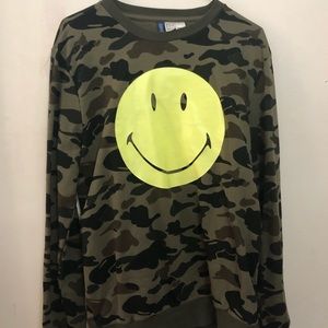 Camo Smiley Face Sweater